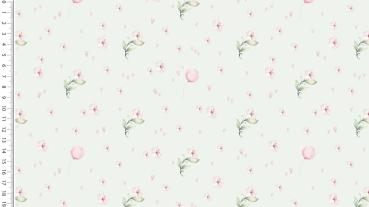Baumwoll Druck Blumen und Luftballons